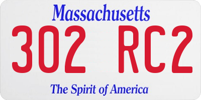 MA license plate 302RC2