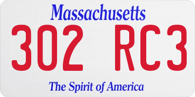 MA license plate 302RC3