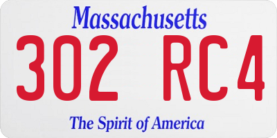 MA license plate 302RC4