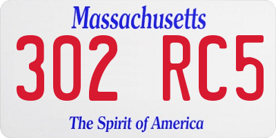 MA license plate 302RC5