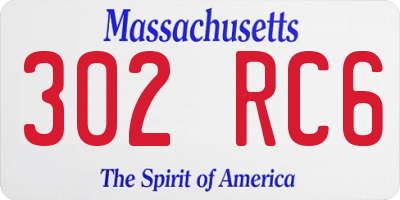 MA license plate 302RC6