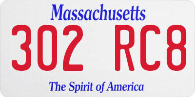 MA license plate 302RC8