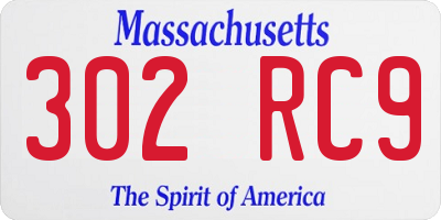 MA license plate 302RC9