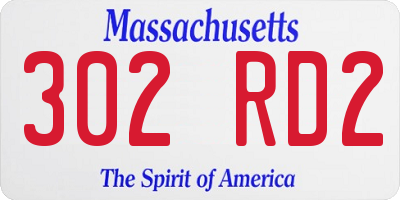 MA license plate 302RD2