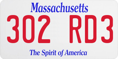 MA license plate 302RD3