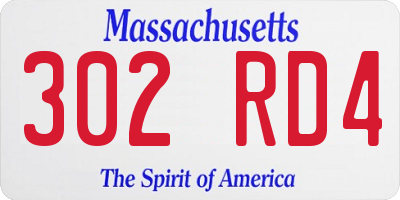 MA license plate 302RD4