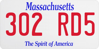MA license plate 302RD5