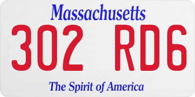 MA license plate 302RD6