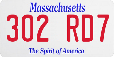 MA license plate 302RD7