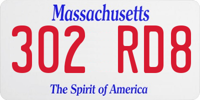 MA license plate 302RD8