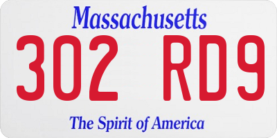 MA license plate 302RD9