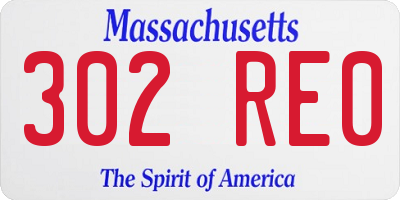 MA license plate 302RE0