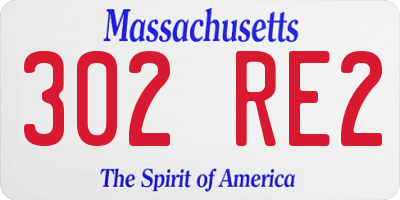 MA license plate 302RE2