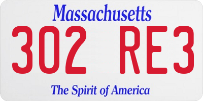 MA license plate 302RE3