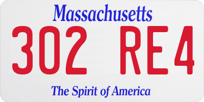 MA license plate 302RE4