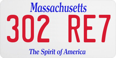 MA license plate 302RE7