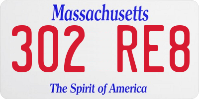 MA license plate 302RE8