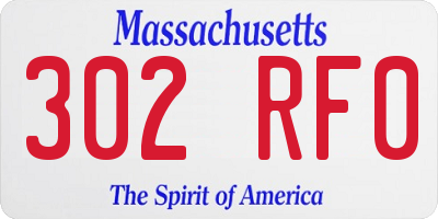 MA license plate 302RF0