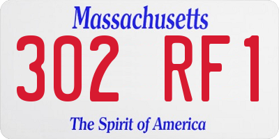 MA license plate 302RF1