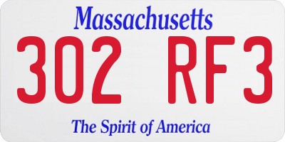 MA license plate 302RF3
