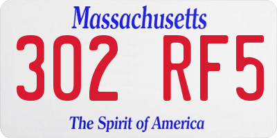 MA license plate 302RF5