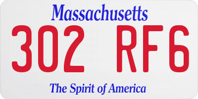 MA license plate 302RF6