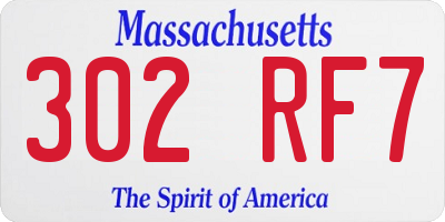 MA license plate 302RF7