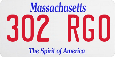 MA license plate 302RG0