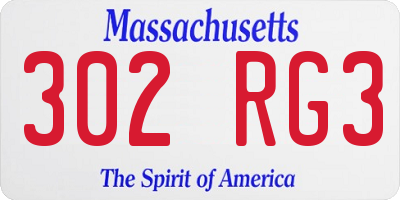 MA license plate 302RG3
