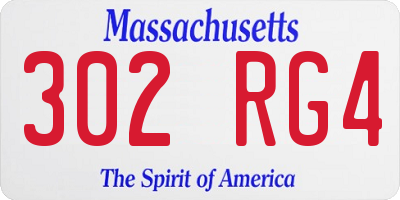 MA license plate 302RG4