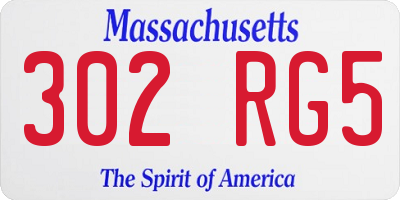 MA license plate 302RG5