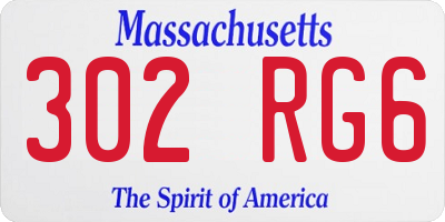 MA license plate 302RG6