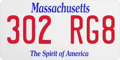 MA license plate 302RG8