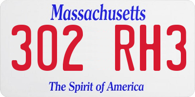 MA license plate 302RH3