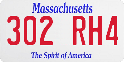 MA license plate 302RH4