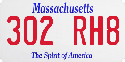 MA license plate 302RH8