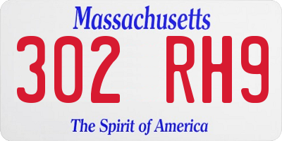 MA license plate 302RH9