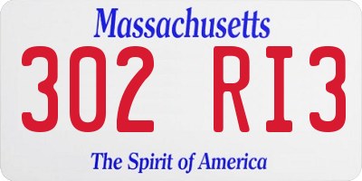 MA license plate 302RI3