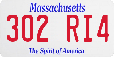 MA license plate 302RI4