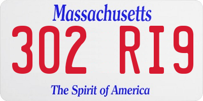 MA license plate 302RI9
