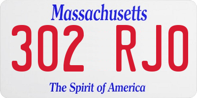 MA license plate 302RJ0