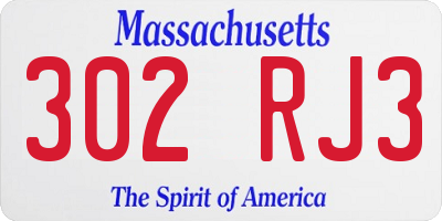 MA license plate 302RJ3