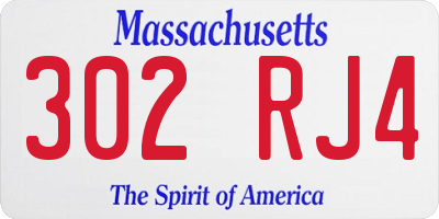 MA license plate 302RJ4