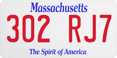 MA license plate 302RJ7