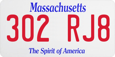 MA license plate 302RJ8