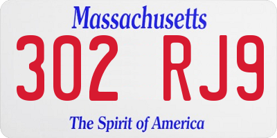 MA license plate 302RJ9
