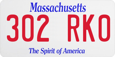 MA license plate 302RK0