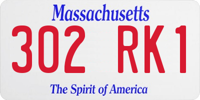 MA license plate 302RK1