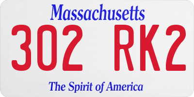 MA license plate 302RK2
