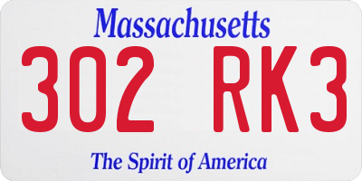 MA license plate 302RK3